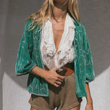 Walk This Way Velvet + Beaded Kimono Jacket M