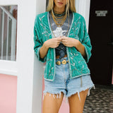 Walk This Way Velvet + Beaded Kimono Jacket M