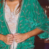 Walk This Way Velvet + Beaded Kimono Jacket M