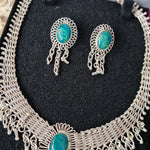 Vintage Art Deco sterling silver fine jewelry set Turquoise stones - Devils the Angel