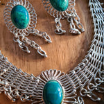 Vintage Art Deco sterling silver fine jewelry set Turquoise stones - Devils the Angel