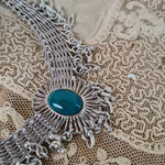 Vintage Art Deco sterling silver fine jewelry set Turquoise stones - Devils the Angel