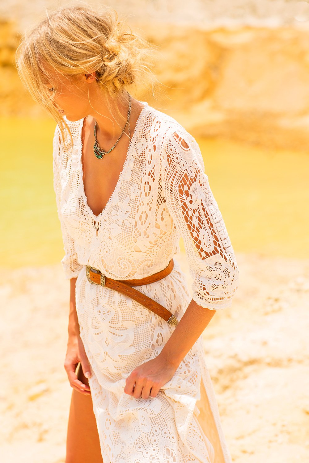 SPELL & GYPSY COLLECTIVE | Tan Cactus Rose Belt S/M - Devils the Angel