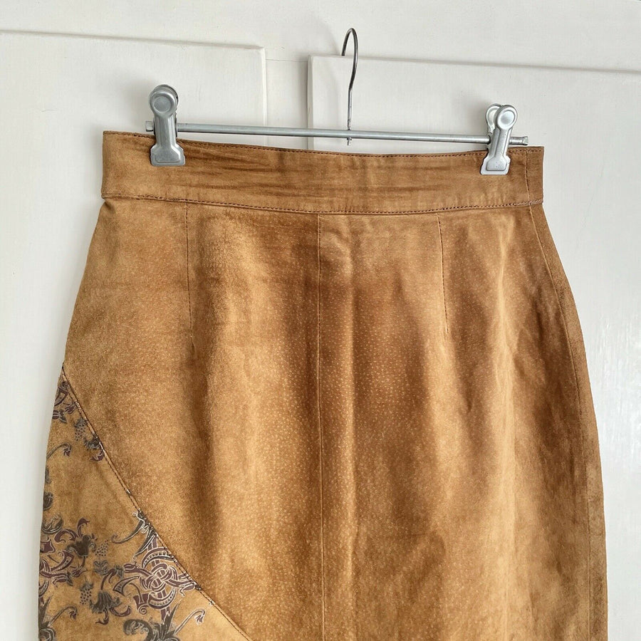 Vintage Brown Suede Skirt High Waist Size S 8 - Devils the Angel