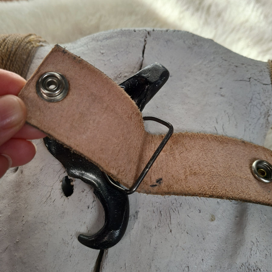 Vintage Metalicus Leather Belt with Metal Buffalo Head Buckle