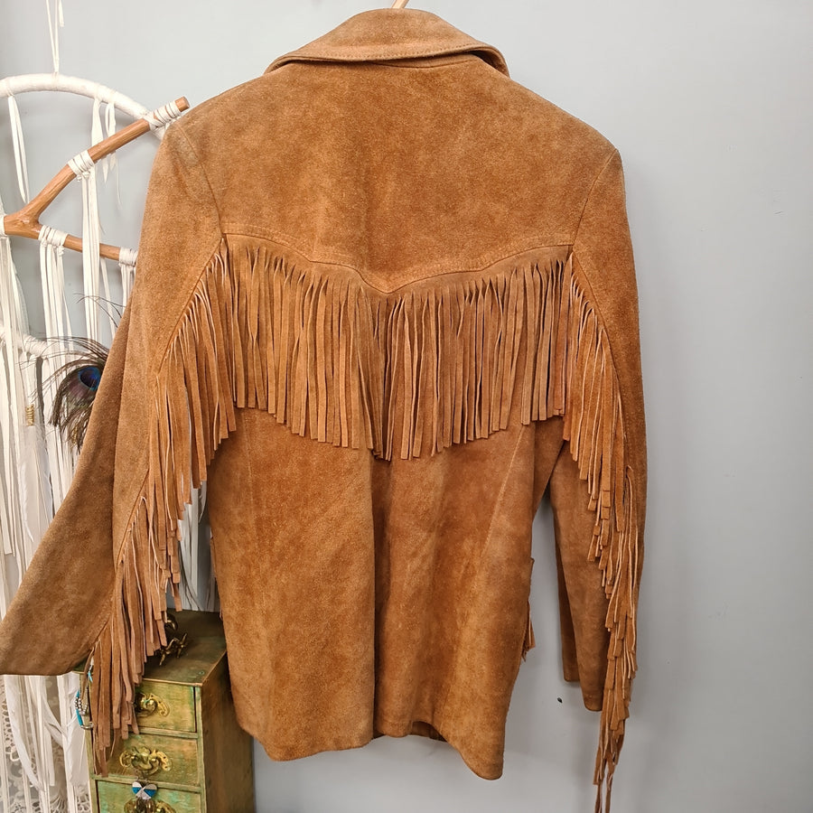 Vintage Tan Suede Fringed Western Jacket S/M