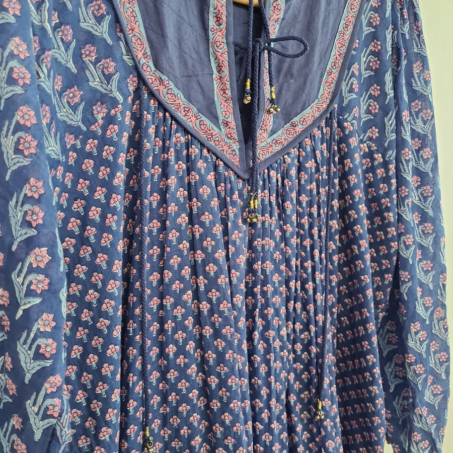 Robe indienne bleue en coton M/L