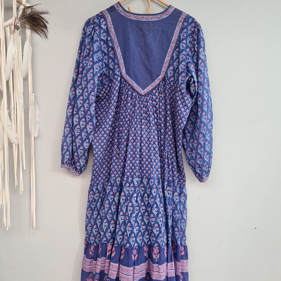 Robe indienne bleue en coton M/L