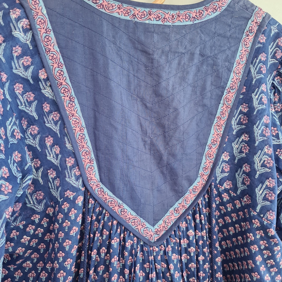 Blue Indian cotton dress M/L