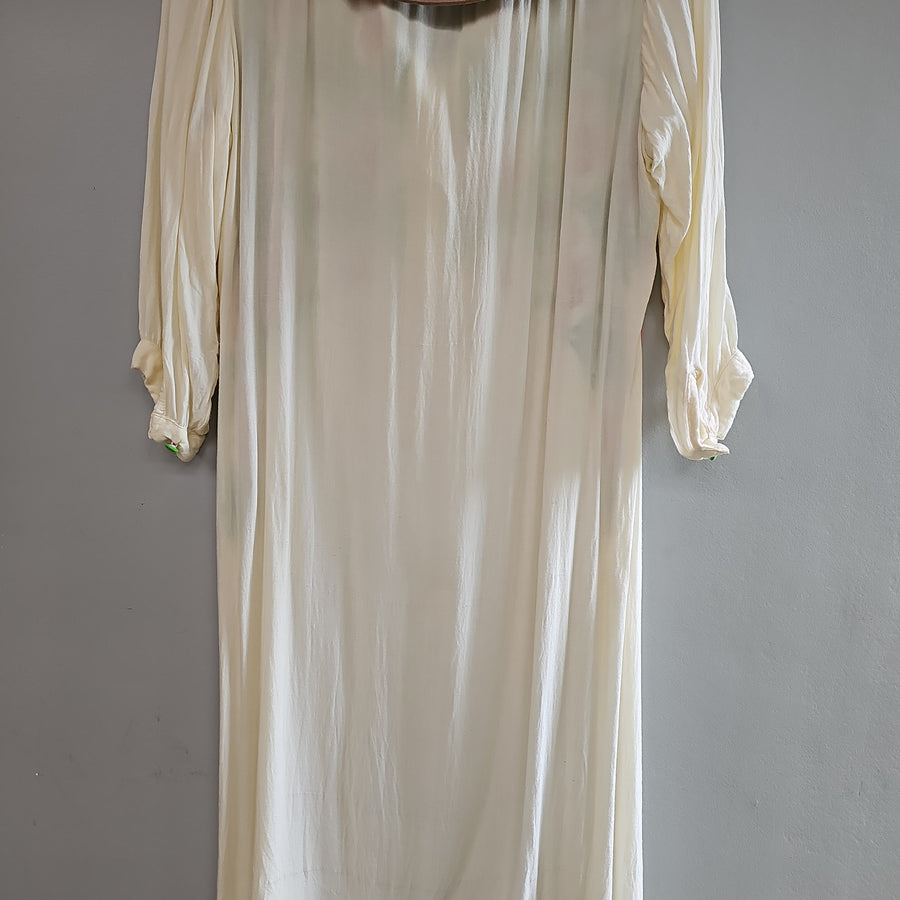 Embroidered Lightweight Kaftan with Buttons - L