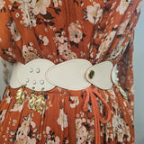 Vintage White Leather Belt Made In Italy - Boho