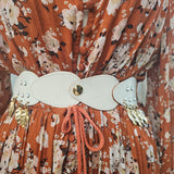 Vintage White Leather Belt Made In Italy - Boho