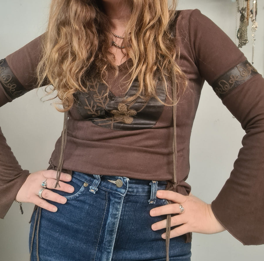 Genuine 60s leather patch top
