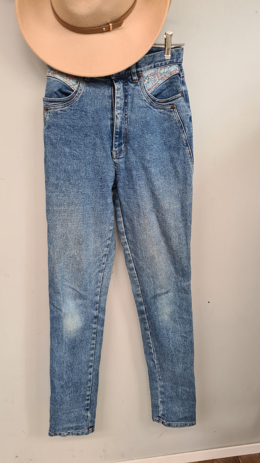 OKE vintage années 80 Rare Femmes taille haute Denim Blue Jeans Taille 10