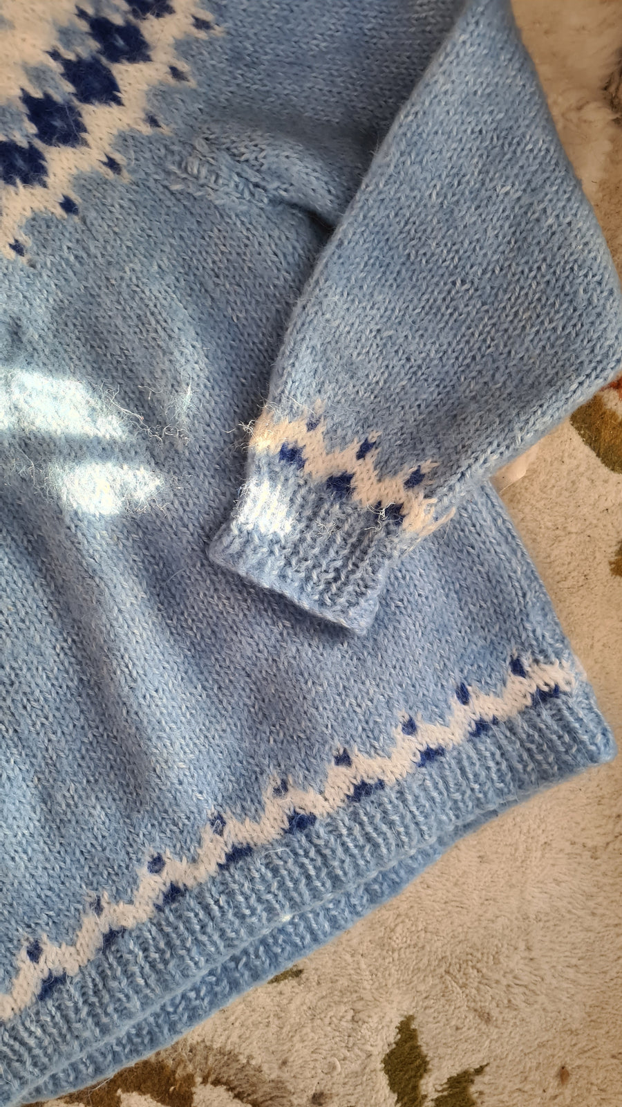 vintage hand knit women's winter warm mohair jumper - size m
