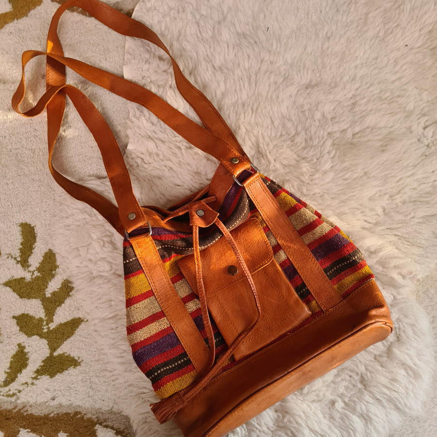 Leather Kilim Indian Bag