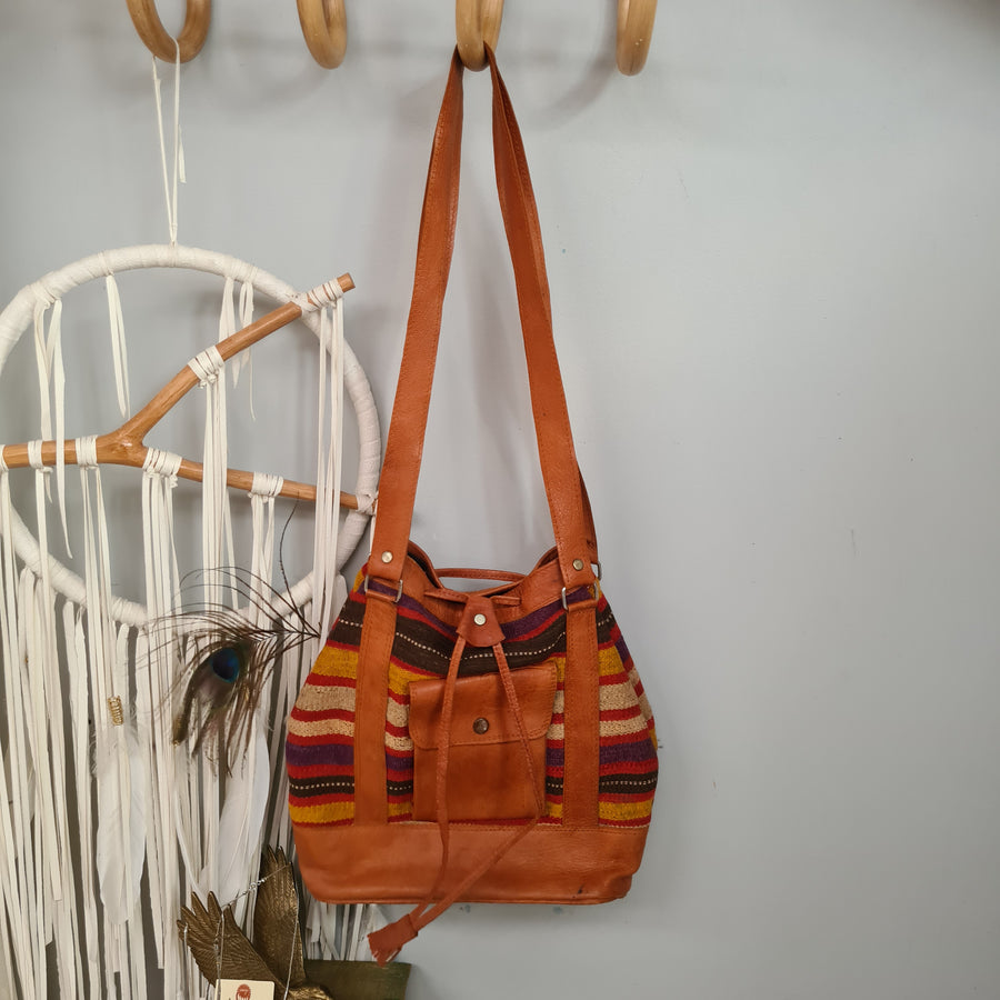 Leather Kilim Indian Bag