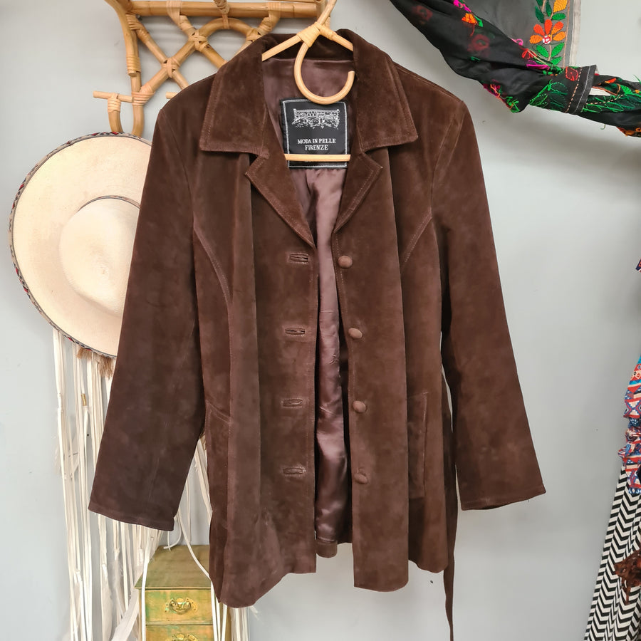 70s brown suede jacket size 12