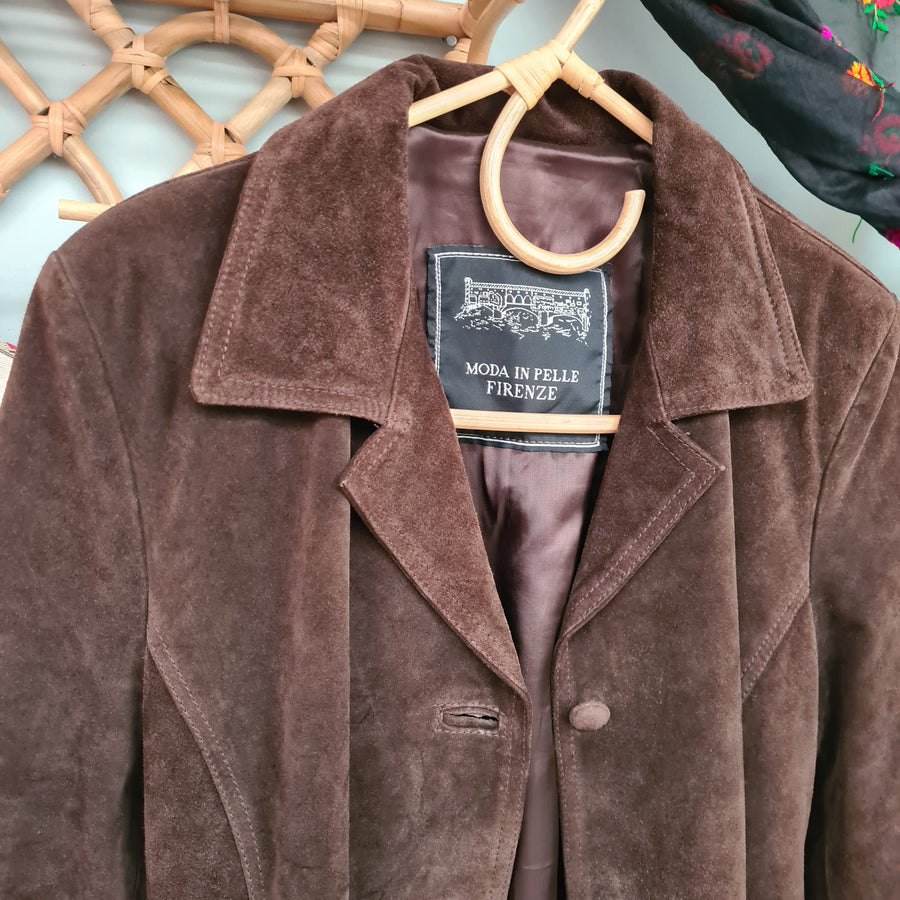 70s brown suede jacket size 12