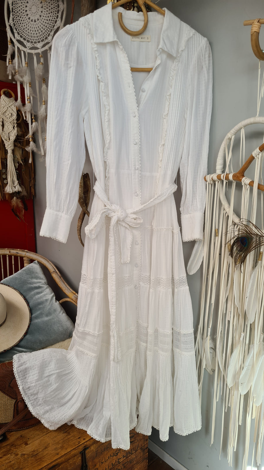 Stevie May Softly Midi dress White size S RRP $450