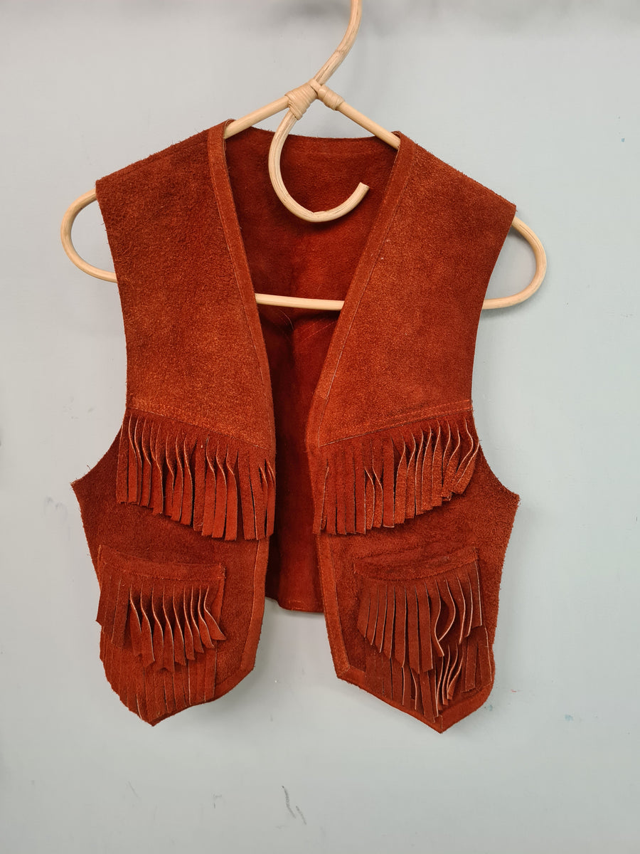 Vintage Suede Fringe vest size 12/14 Don Lorenzo of Spain