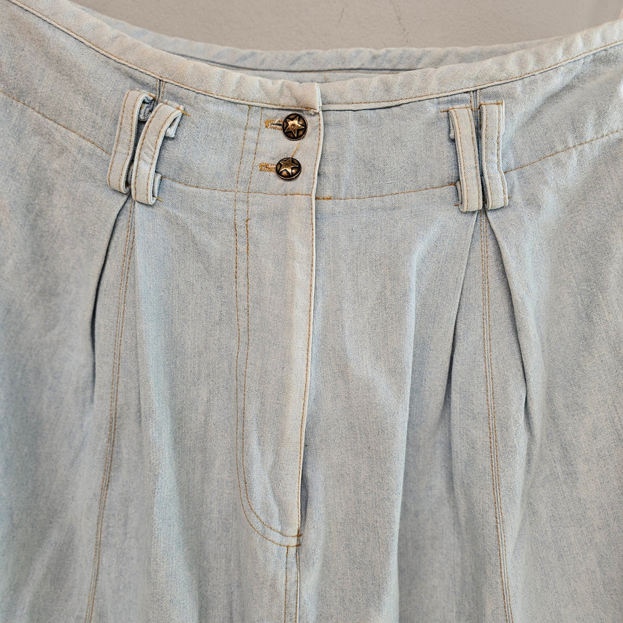 EURO VOGUE Ladies Vintage Light Blue A-line Denim Skirt 10