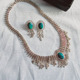Vintage Art Deco sterling silver fine jewelry set Turquoise stones