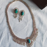 Vintage Art Deco sterling silver fine jewelry set Turquoise stones