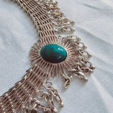 Vintage Art Deco sterling silver fine jewelry set Turquoise stones