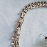 Vintage Art Deco sterling silver fine jewelry set Turquoise stones