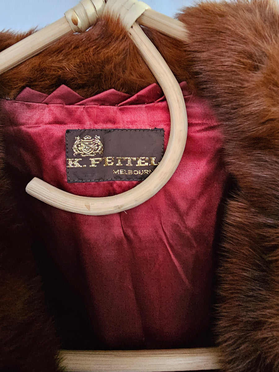 60s Vintage K Fettel Suede/Fur Coat Size 12