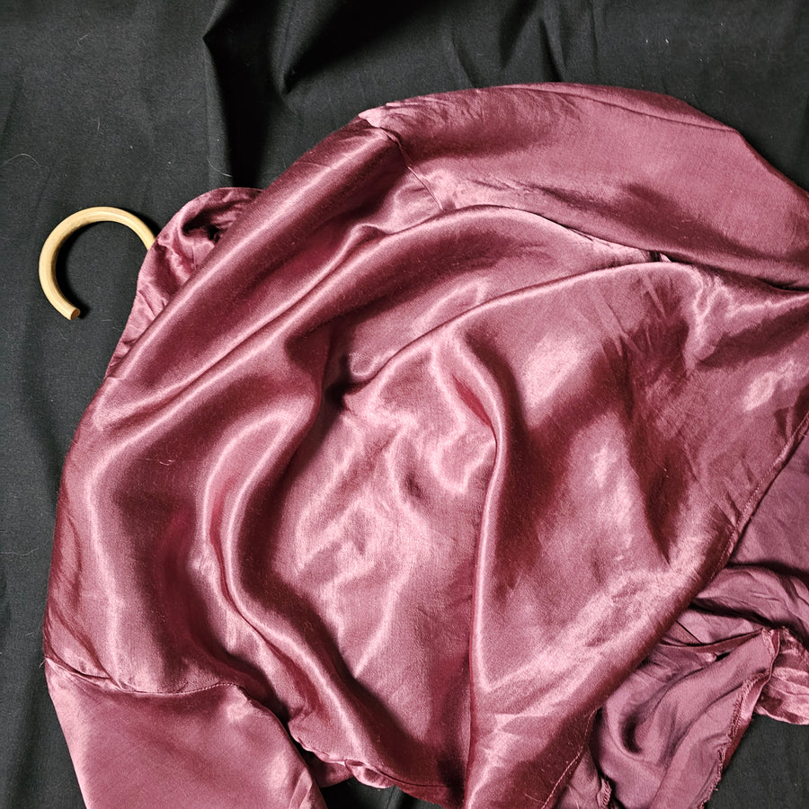 PURPLE VELVET SILK BLOUSE S