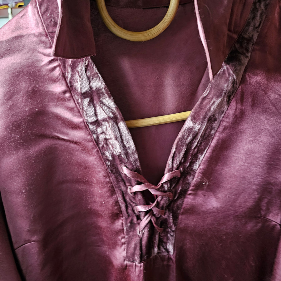 PURPLE VELVET SILK BLOUSE S