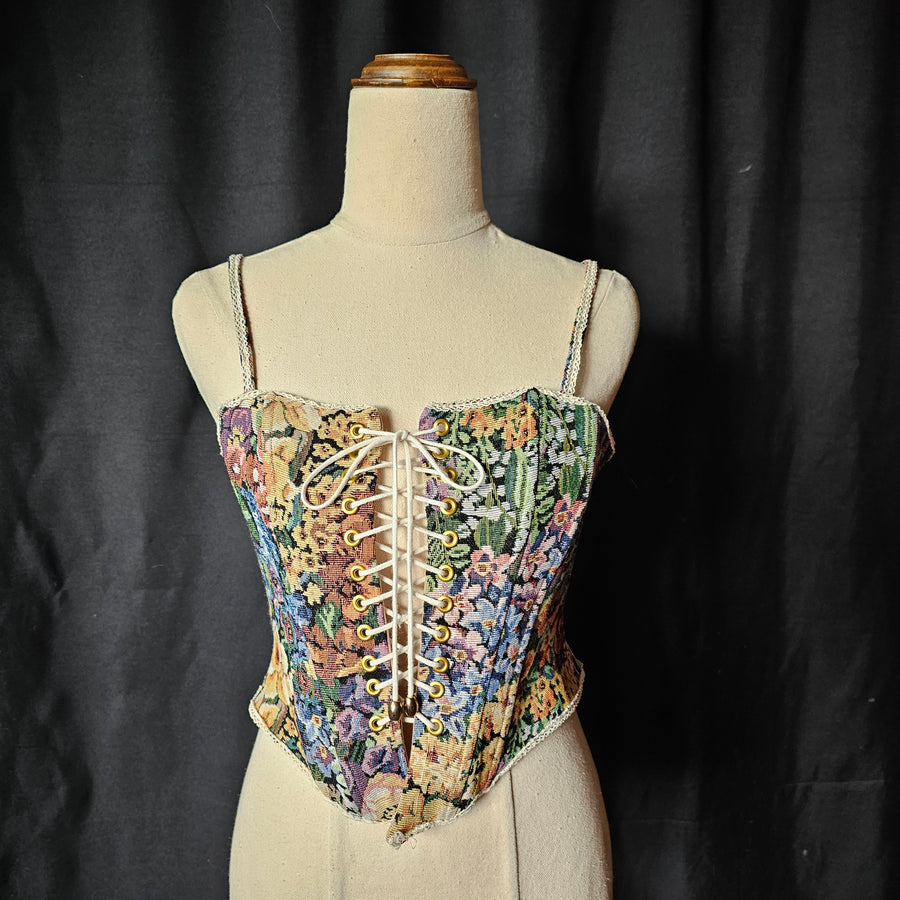 Vintage Floral Tapestry Corset Top M