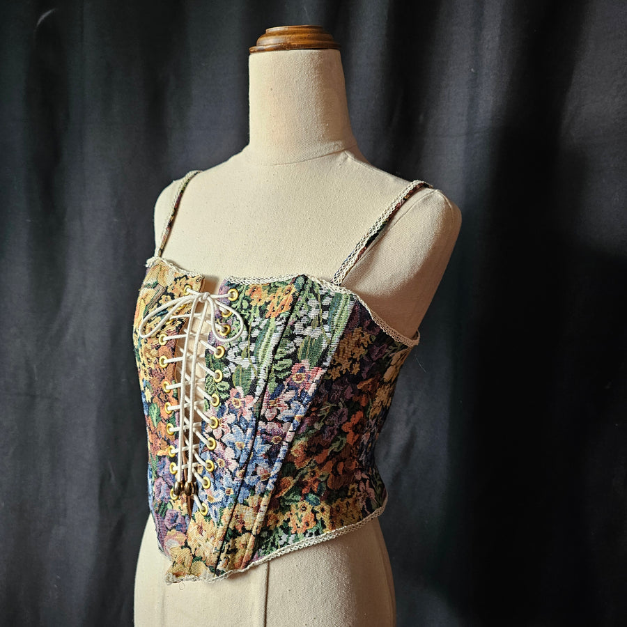 Vintage Floral Tapestry Corset Top M