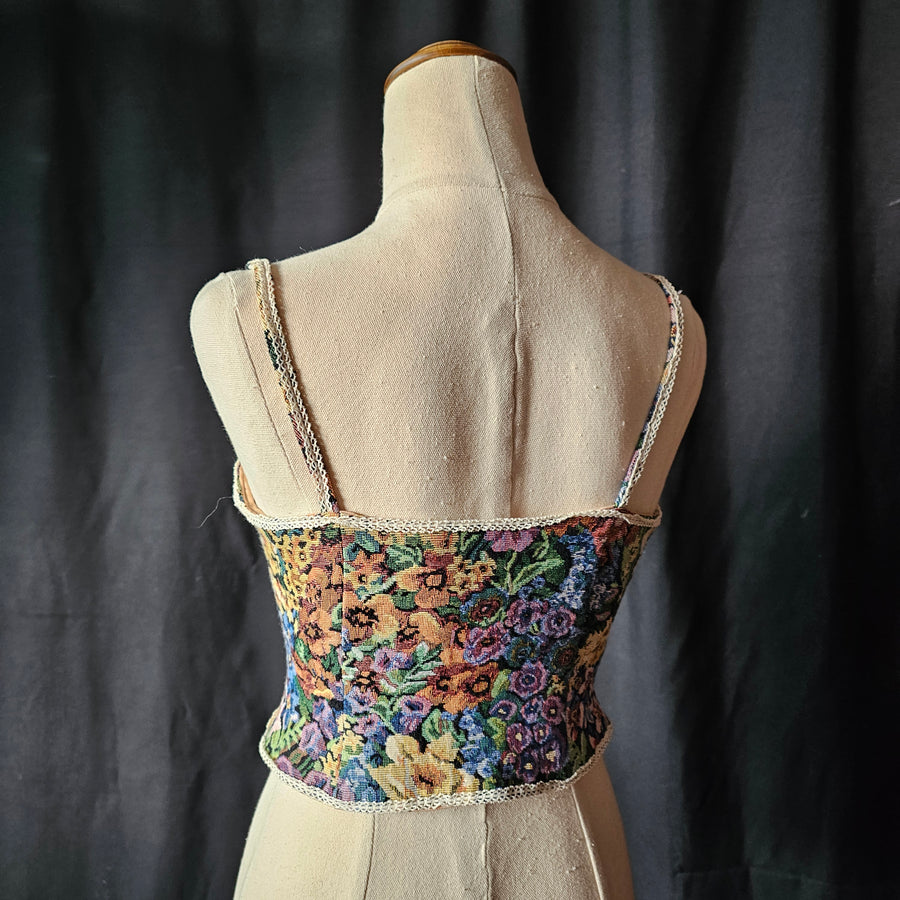 Vintage Floral Tapestry Corset Top M