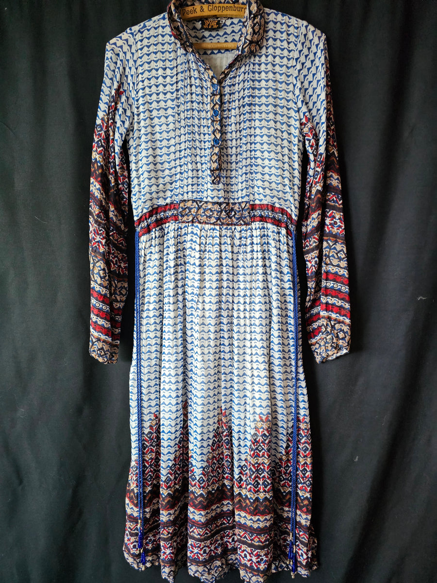 Vintage Indian block print soft cotton Gauze dress XS