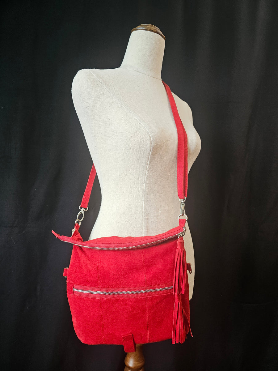 Red suede bag