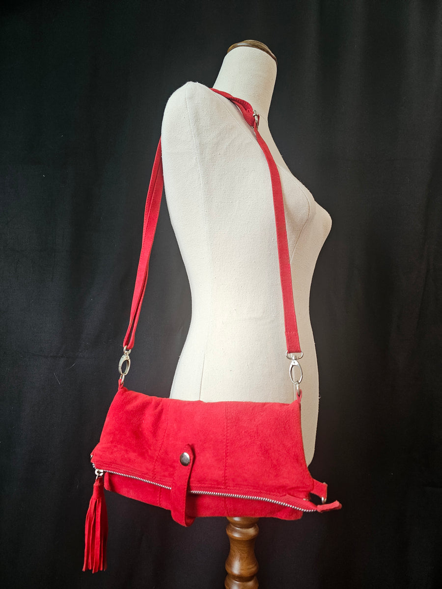 Red suede bag