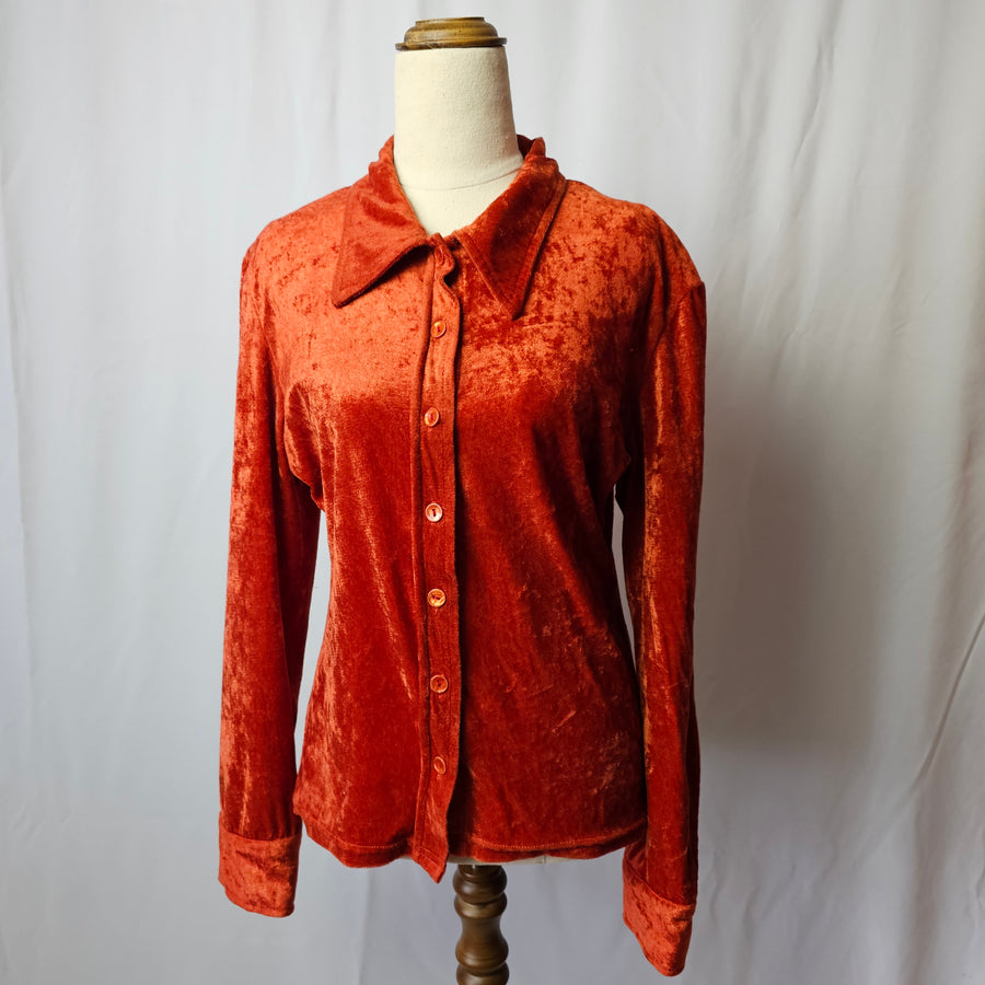 Woman’s Vintage 90s Westco Velvet Shirt Size 10/12