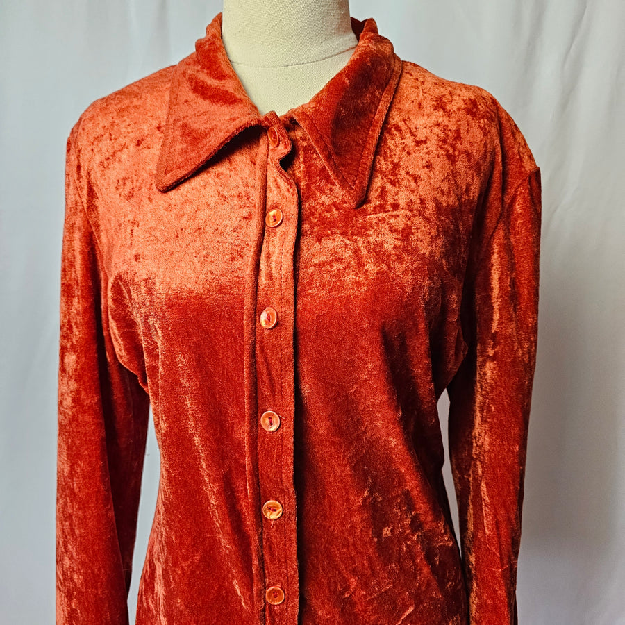 Woman’s Vintage 90s Westco Velvet Shirt Size 10/12