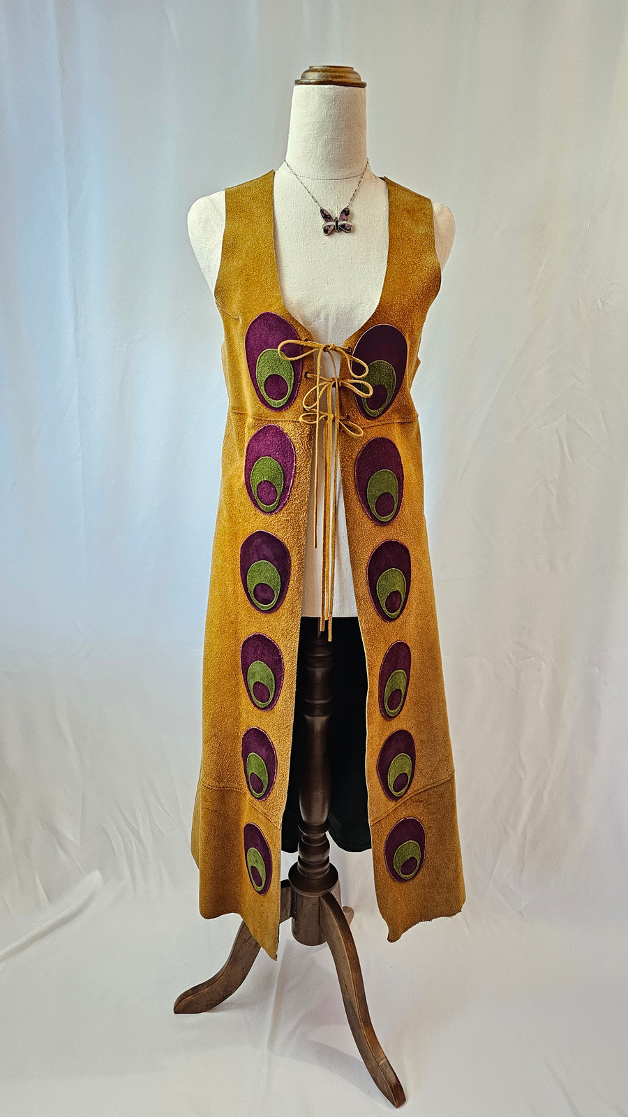 70s vintage suede peacock waistcoat one of a kind! 8/10/12