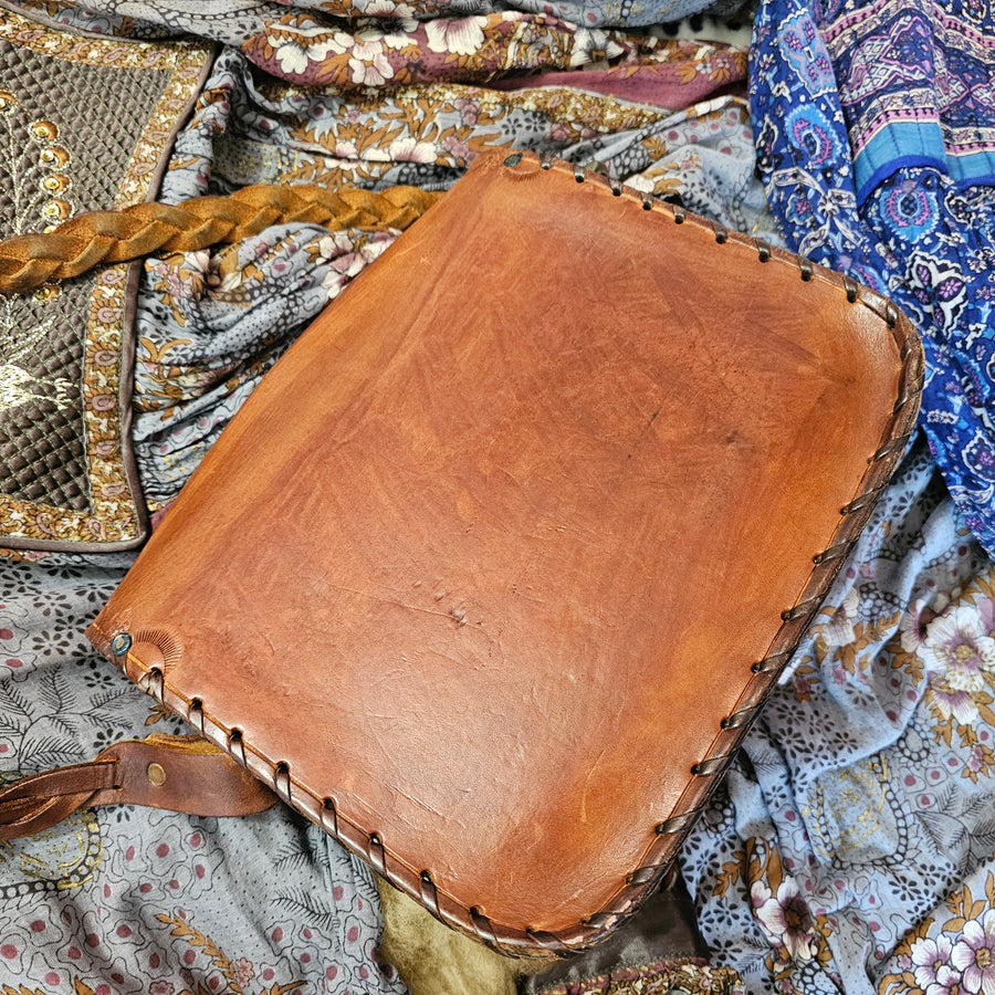 Vintage 70s tooled leather bag