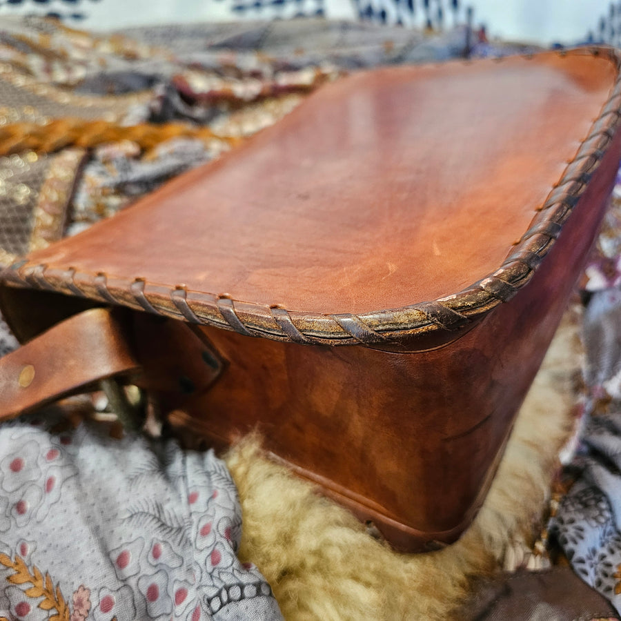 Vintage 70s tooled leather bag