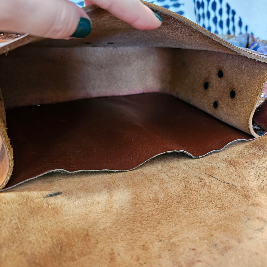 Vintage 70s tooled leather bag