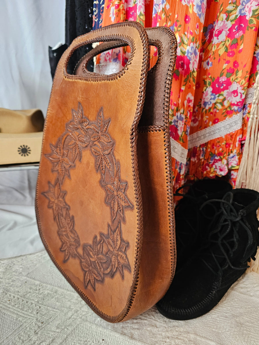 embossed leather bag