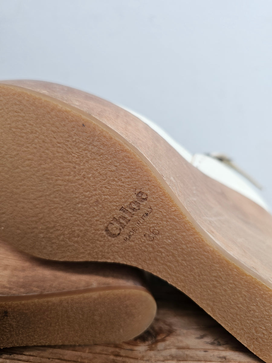 Vintage Chloe leather wooden wedges size 36 Rare!