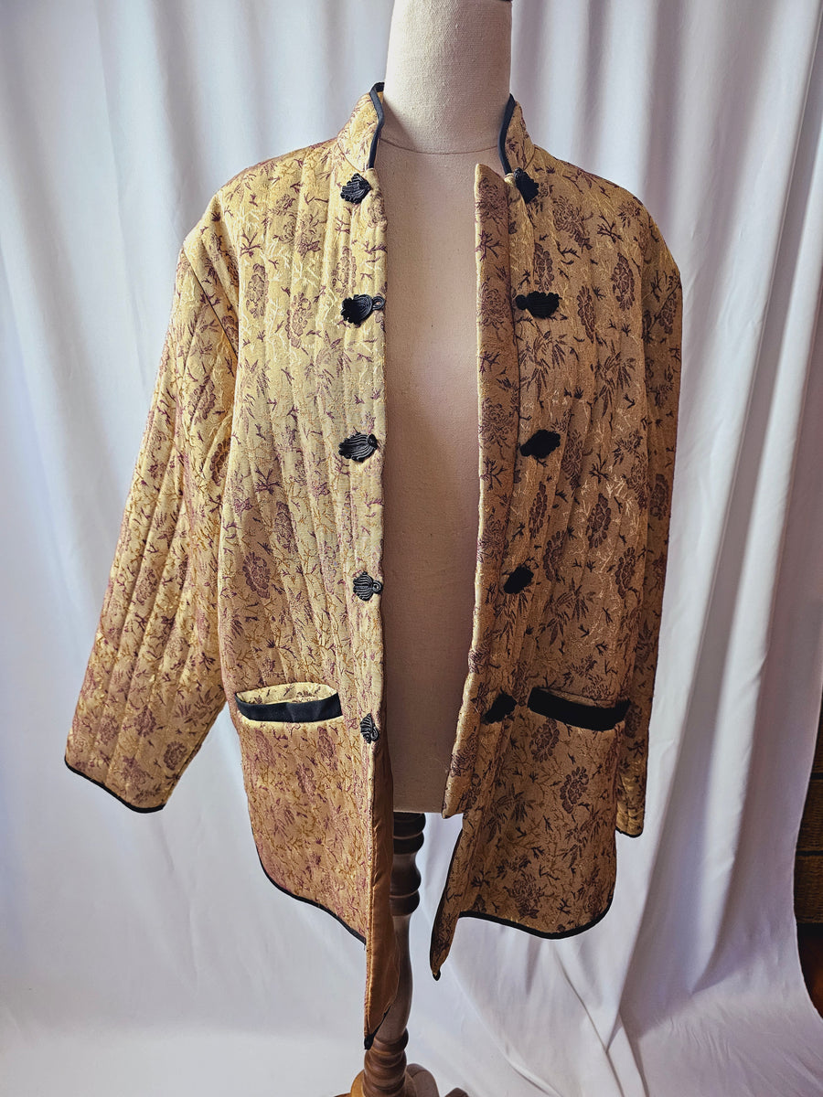 Vintage Oriental gold Quilted jacket L