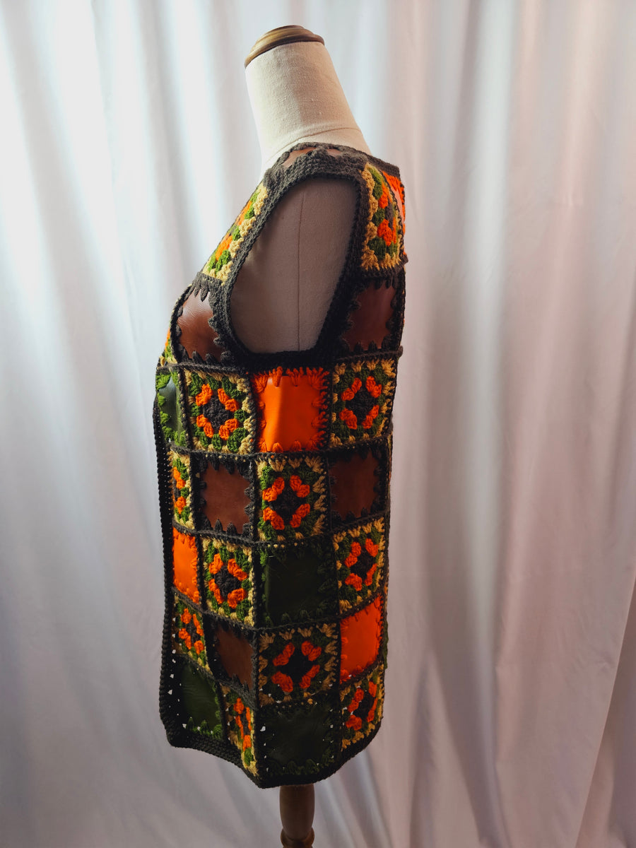 Vintage 60s crochet patchwork Vest