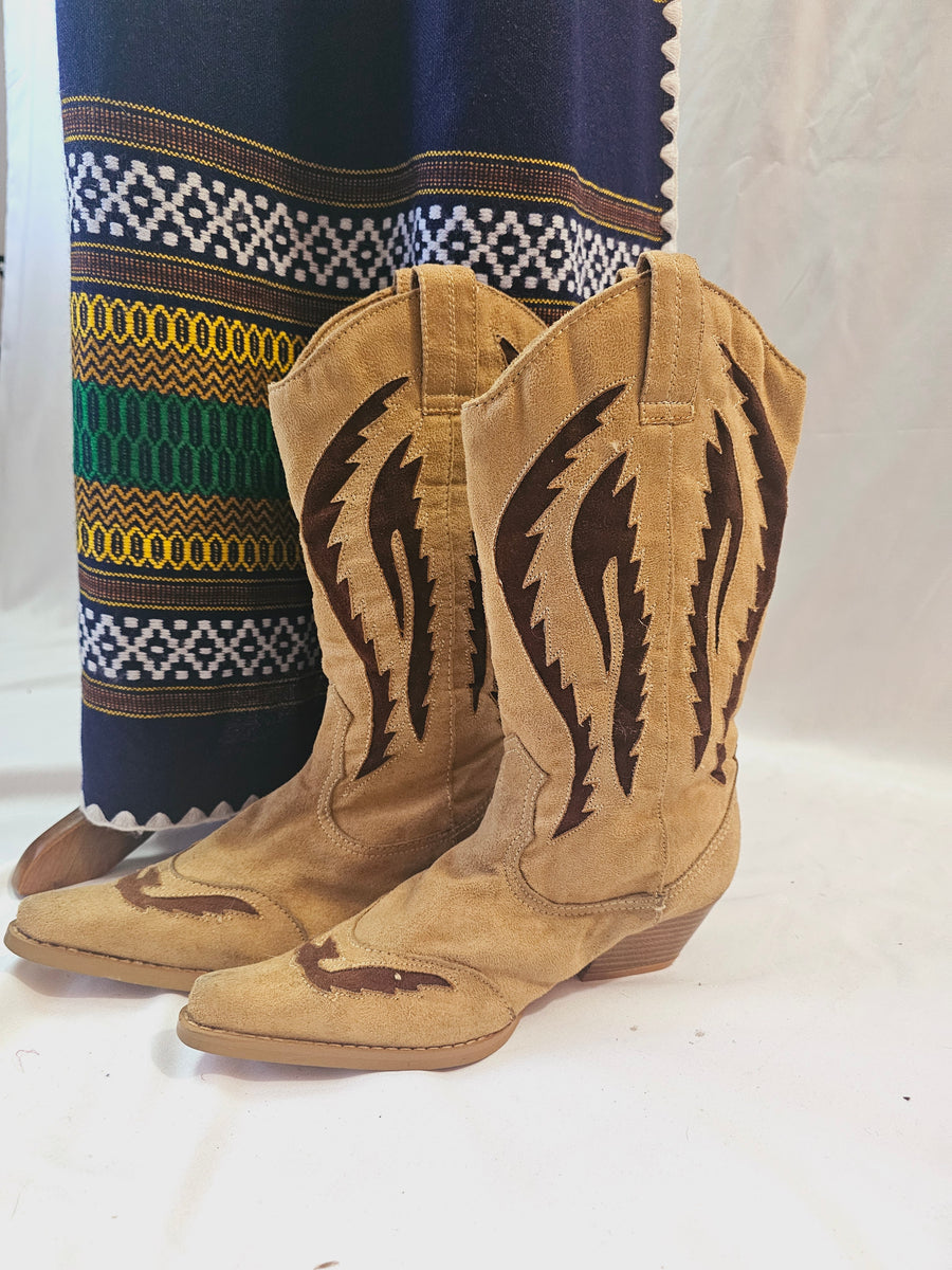 VINTAGE SUEDE COWBOY BOOTS USA SIZE 7